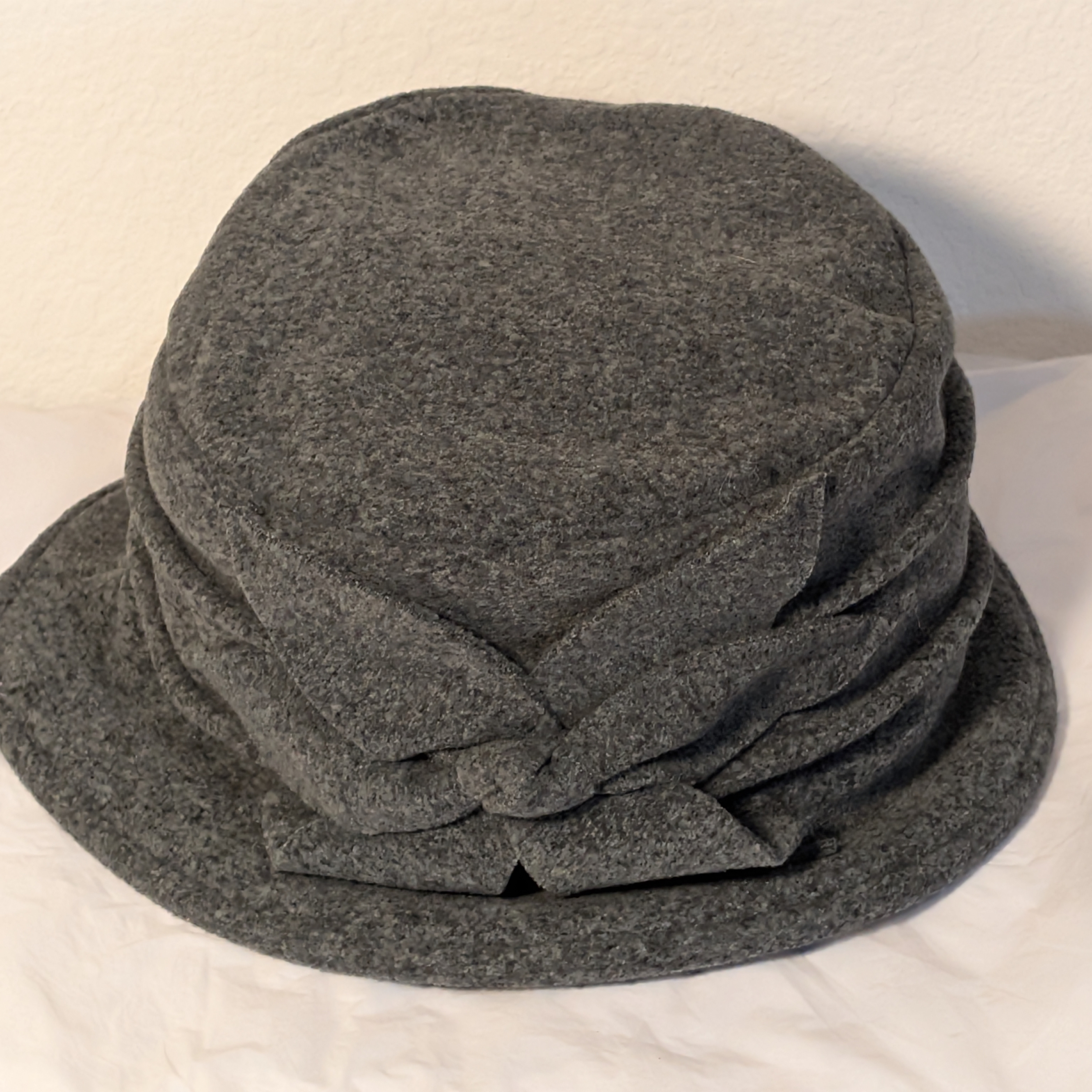 Hats Scarves  More Charcoal Fleece Flower Cloche Hat
